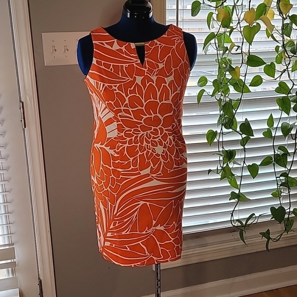 Orange and white floral dress